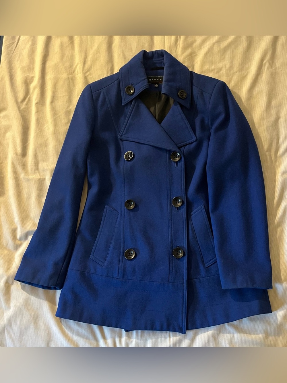 Giacca Women’s Double-Breasted Wool Pea Coat - Royal Blue